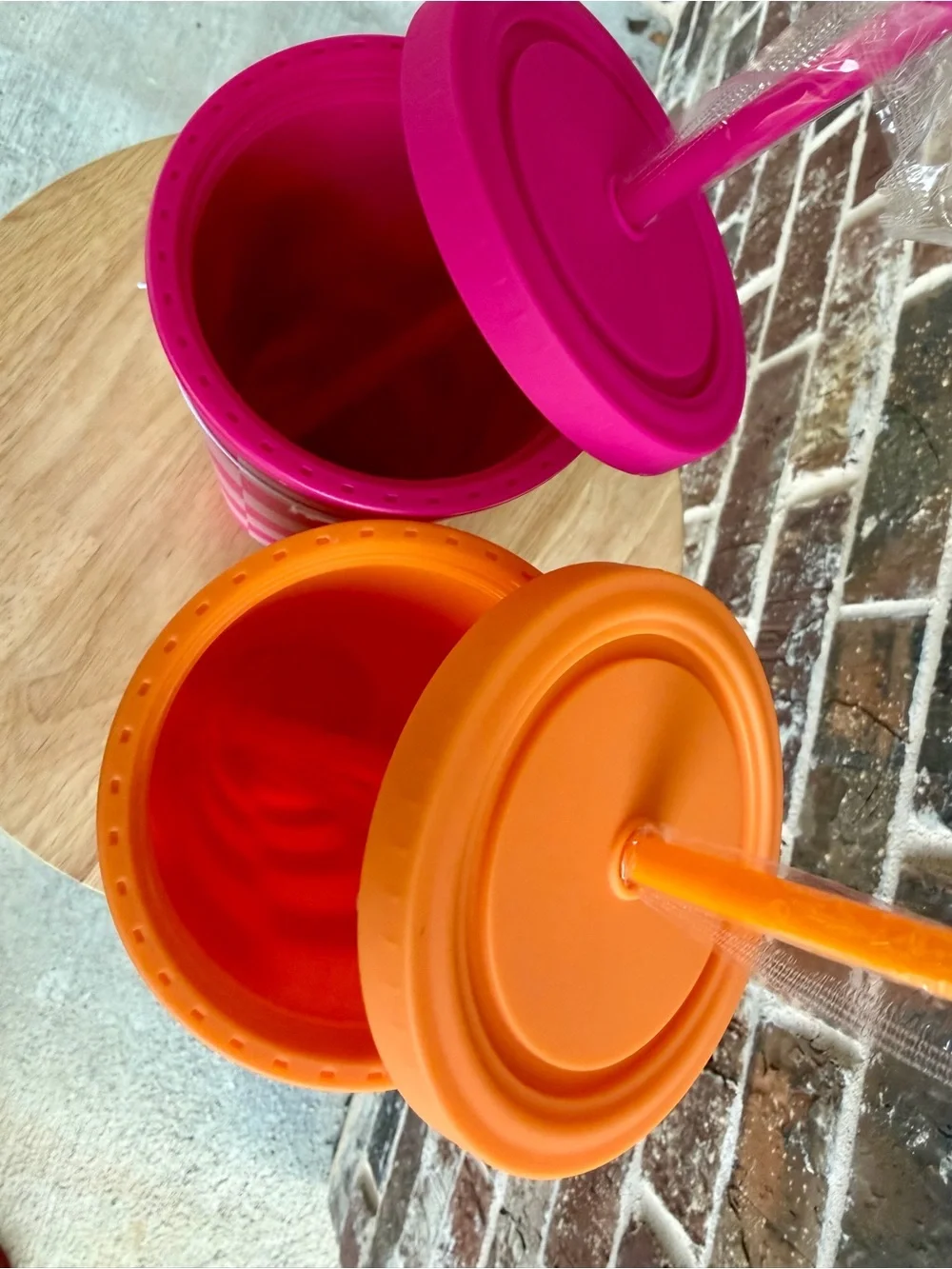 NWT Dunkin Checkered Reusable Tumbler Set - Pink & Orange